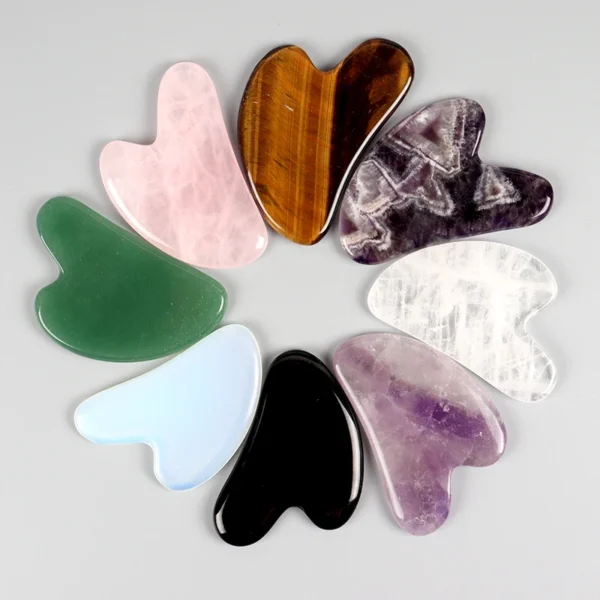 Masseur de soins du visage en pierre naturelle, Quartz Rose, améthyste, cristal, outil Gua Sha, Massage de la peau, pierre minérale, produits de beauté – Image 2