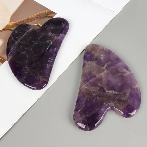 Masseur de soins du visage en pierre naturelle, Quartz Rose, améthyste, cristal, outil Gua Sha, Massage de la peau, pierre minérale, produits de beauté – Image 3
