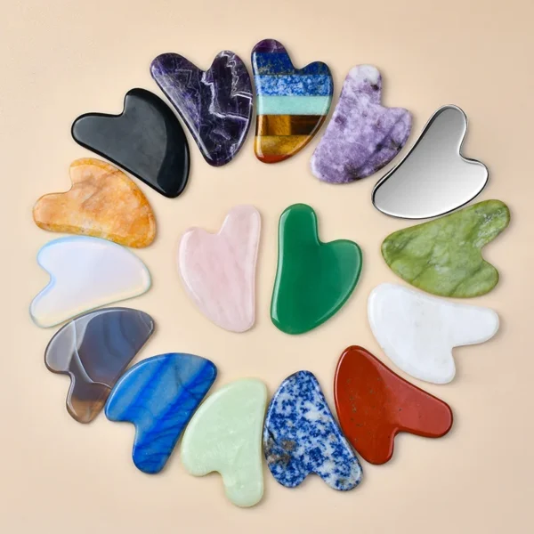 Masseur de soins du visage en pierre naturelle, Quartz Rose, améthyste, cristal, outil Gua Sha, Massage de la peau, pierre minérale, produits de beauté