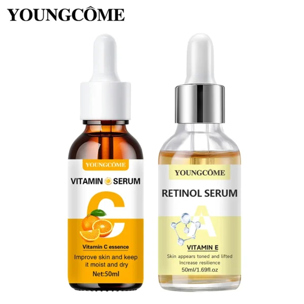 Sérum fortifié à la vitamine C et au rétinol, 2 pièces, riche en VC, garde la peau hydratée et lisse, ridules et rides, peau délicate