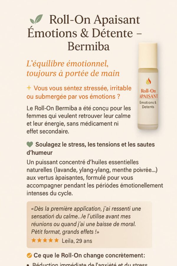 🌿  Roll-On Huiles Essentielles Anti-Stress Cycle Féminin – Image 2